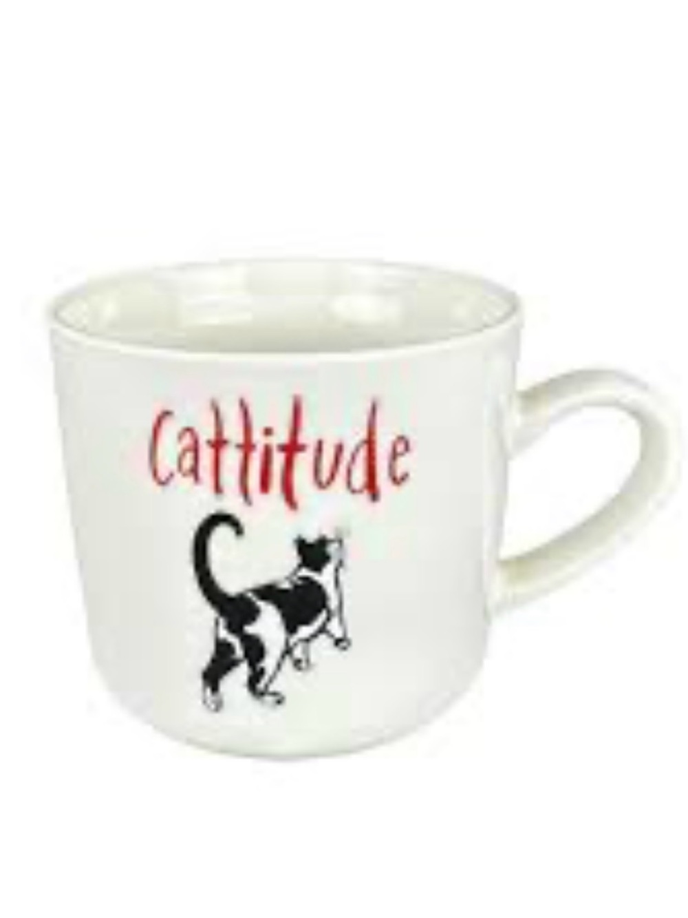 Opalhouse White Ceramic 'Cattitude' Cat Mug with Black Cat and Red Text